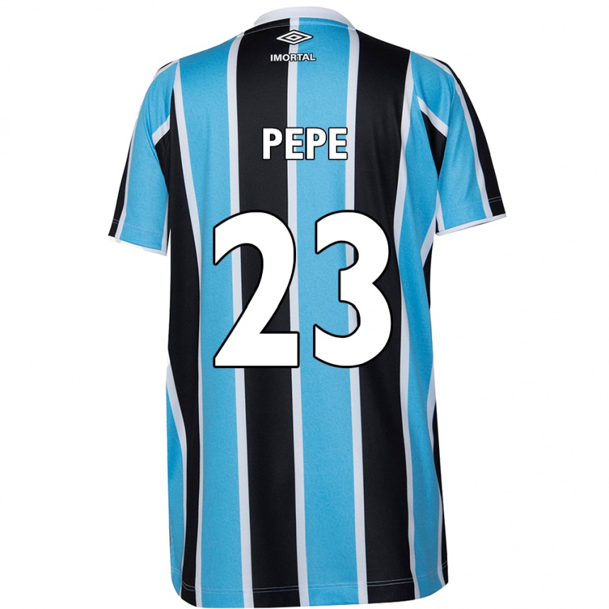 Niño Fútbol Camiseta Pepê #23 Azul Negro Blanco 1ª Equipación 2024/25 Argentina