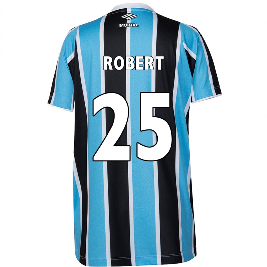 Niño Fútbol Camiseta Jhonata Robert #25 Azul Negro Blanco 1ª Equipación 2024/25 Argentina