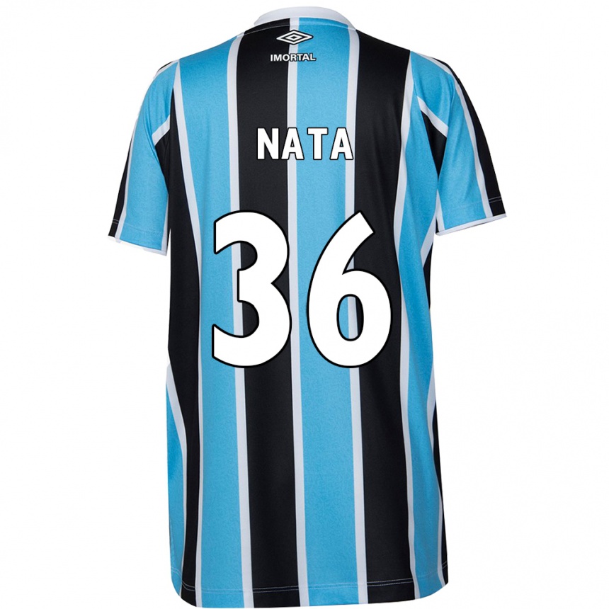 Niño Fútbol Camiseta Natã #36 Azul Negro Blanco 1ª Equipación 2024/25 Argentina