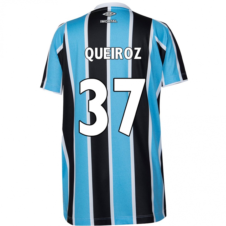 Niño Fútbol Camiseta Du Queiroz #37 Azul Negro Blanco 1ª Equipación 2024/25 Argentina