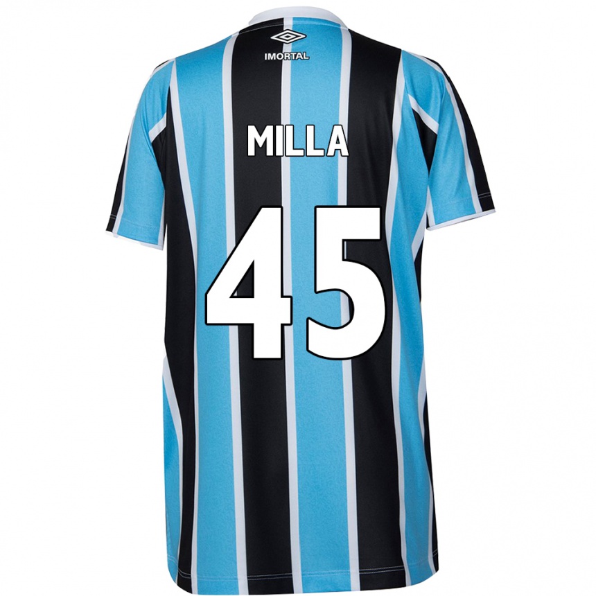 Niño Fútbol Camiseta Lucas Milla #45 Azul Negro Blanco 1ª Equipación 2024/25 Argentina