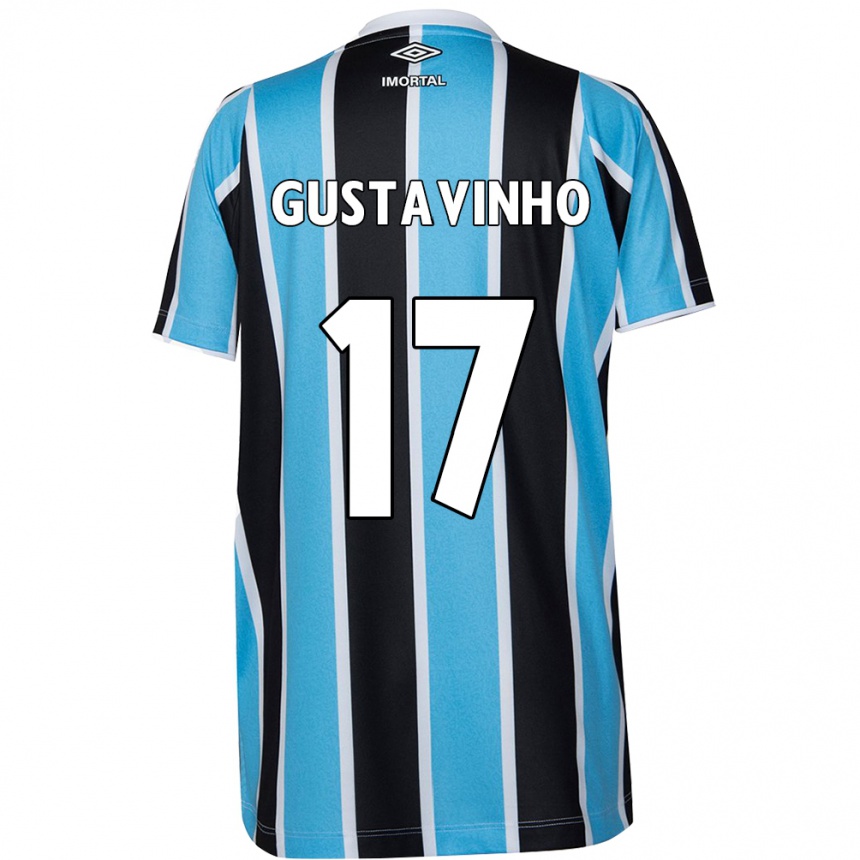 Niño Fútbol Camiseta Gustavinho #17 Azul Negro Blanco 1ª Equipación 2024/25 Argentina