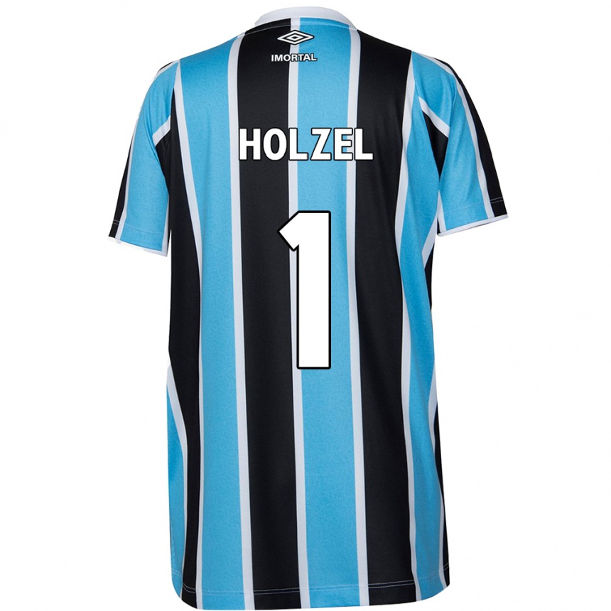 Niño Fútbol Camiseta Vivi Holzel #1 Azul Negro Blanco 1ª Equipación 2024/25 Argentina