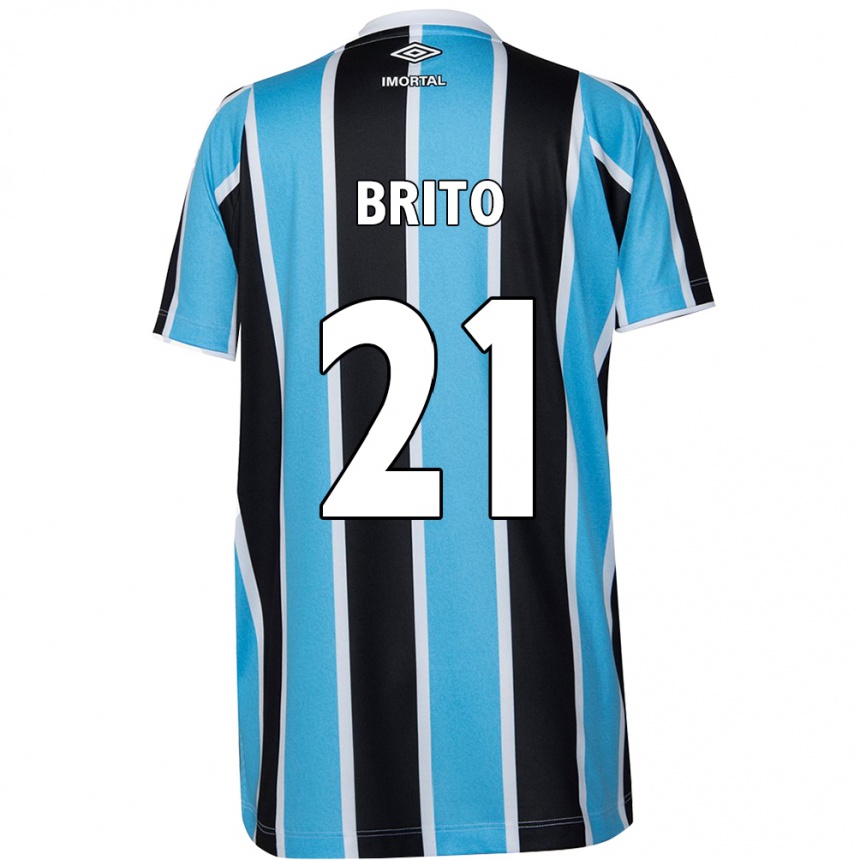 Niño Fútbol Camiseta Brito #21 Azul Negro Blanco 1ª Equipación 2024/25 Argentina