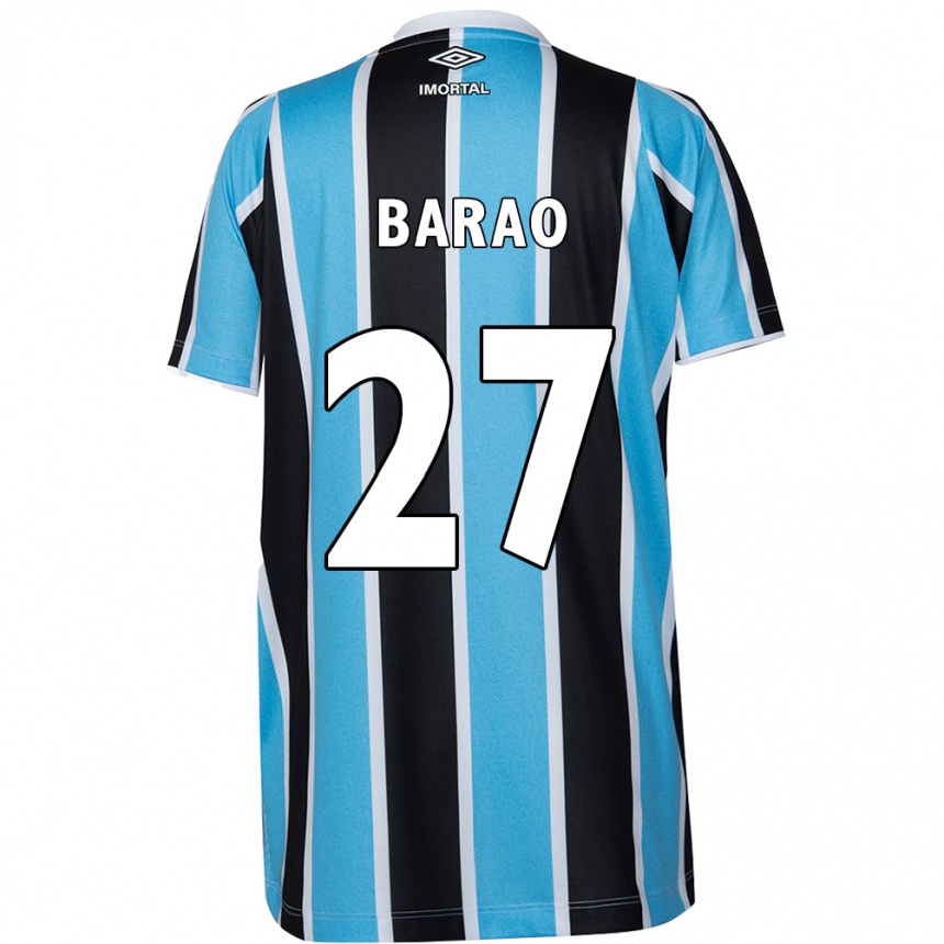 Niño Fútbol Camiseta Dani Barão #27 Azul Negro Blanco 1ª Equipación 2024/25 Argentina