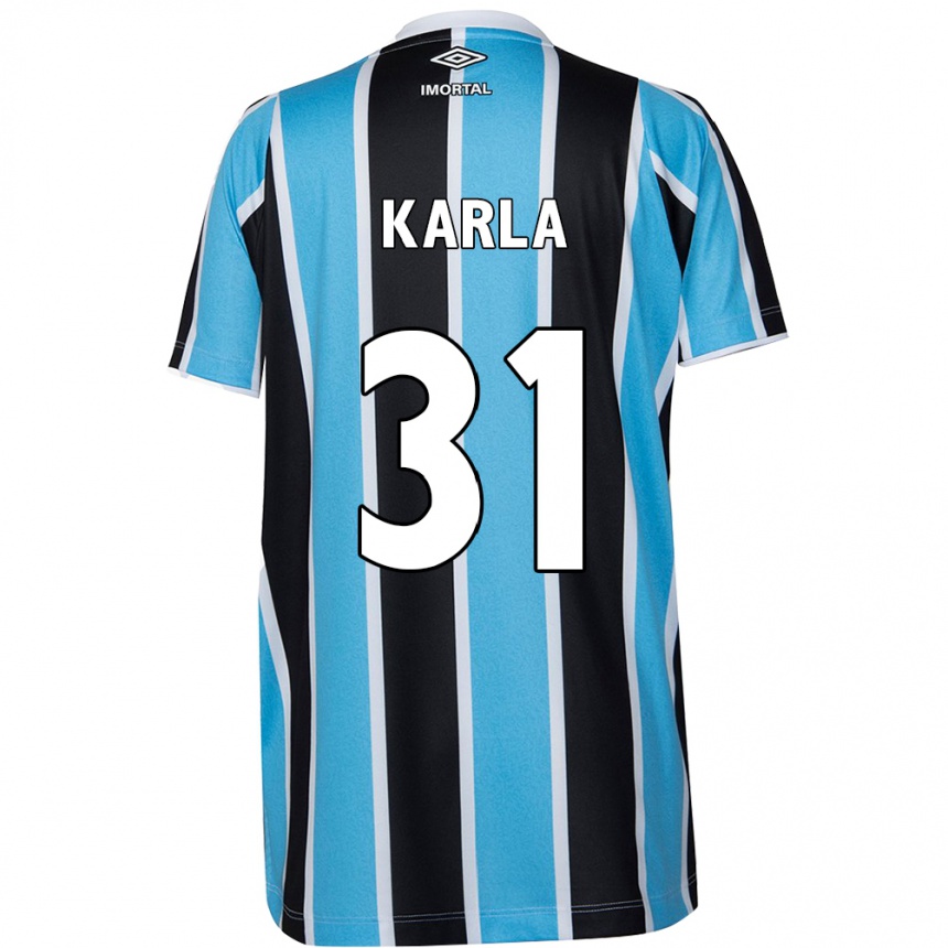 Niño Fútbol Camiseta Emmily Karla #31 Azul Negro Blanco 1ª Equipación 2024/25 Argentina