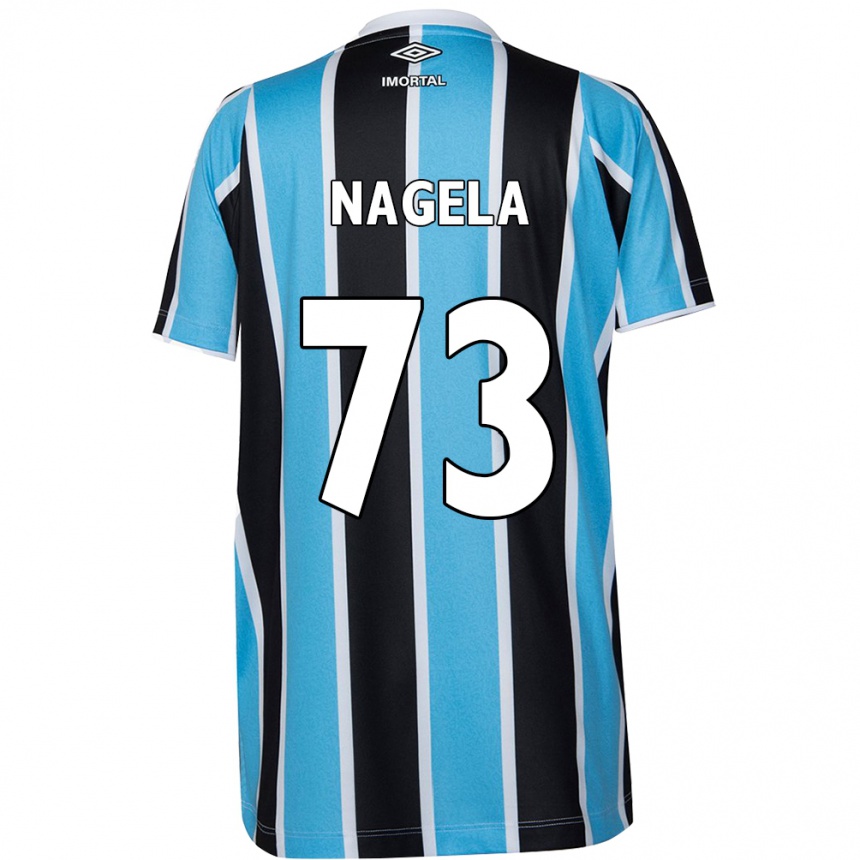 Niño Fútbol Camiseta Nágela #73 Azul Negro Blanco 1ª Equipación 2024/25 Argentina