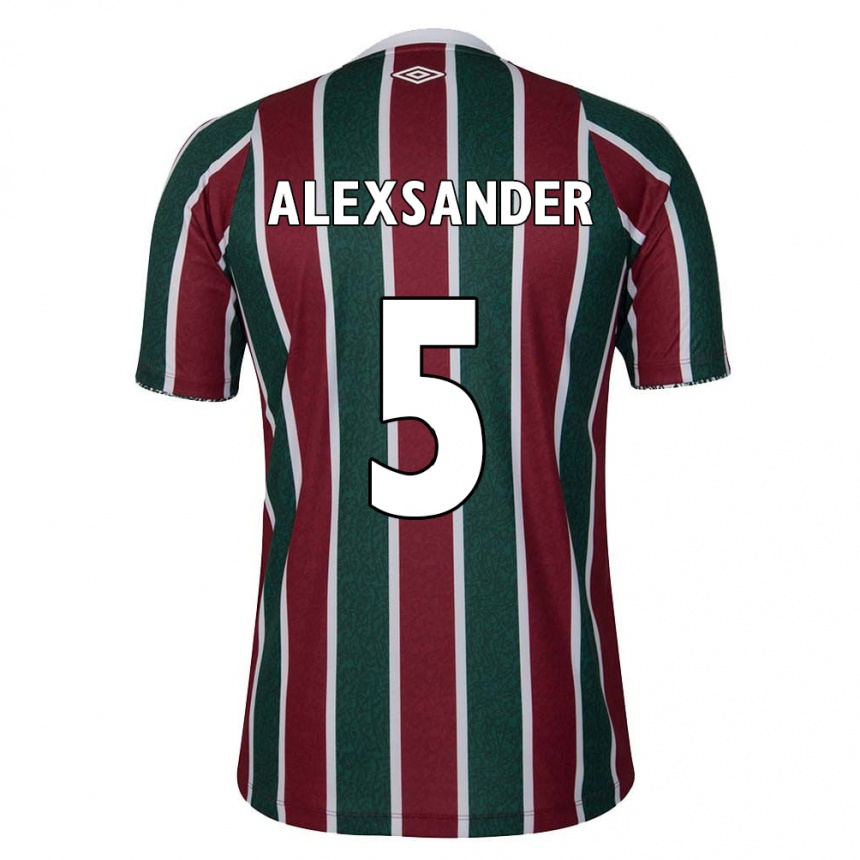 Niño Fútbol Camiseta Alexsander #5 Verde Granate Blanco 1ª Equipación 2024/25 Argentina