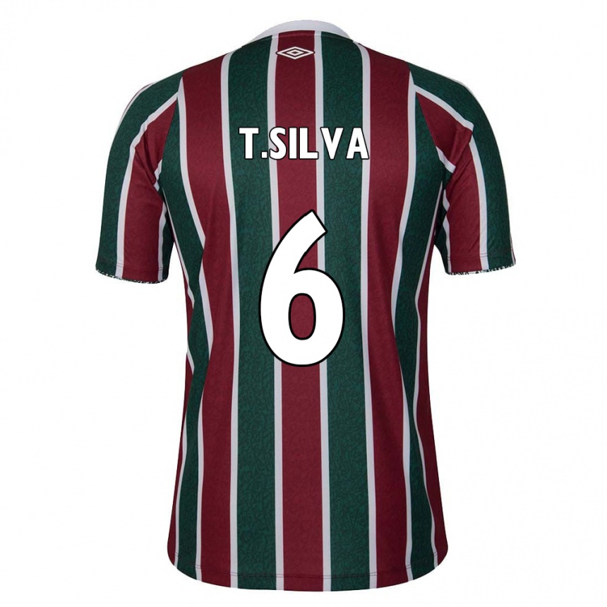 Niño Fútbol Camiseta Thiago Silva #6 Verde Granate Blanco 1ª Equipación 2024/25 Argentina