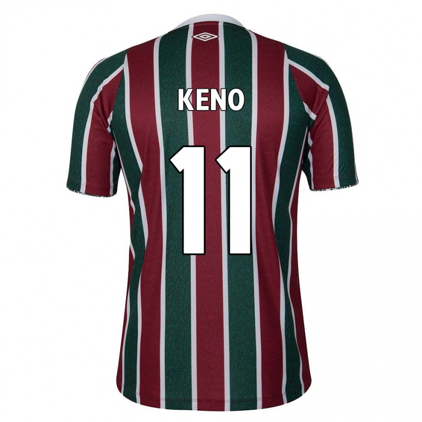 Niño Fútbol Camiseta Keno #11 Verde Granate Blanco 1ª Equipación 2024/25 Argentina