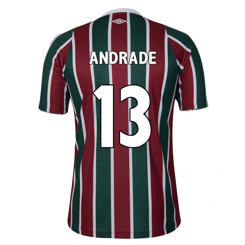 Niño Fútbol Camiseta Felipe Andrade #13 Verde Granate Blanco 1ª Equipación 2024/25 Argentina