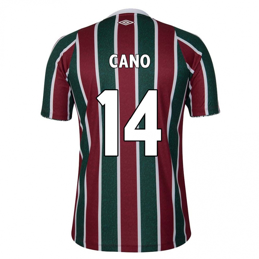 Niño Fútbol Camiseta Germán Cano #14 Verde Granate Blanco 1ª Equipación 2024/25 Argentina