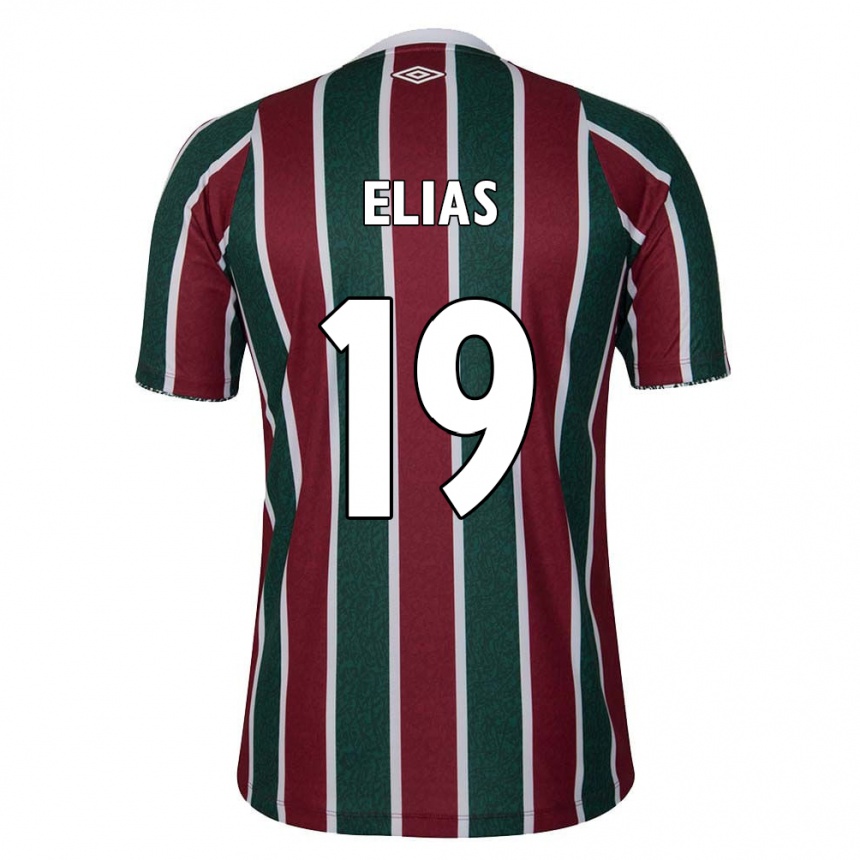 Niño Fútbol Camiseta Kauã Elias #19 Verde Granate Blanco 1ª Equipación 2024/25 Argentina