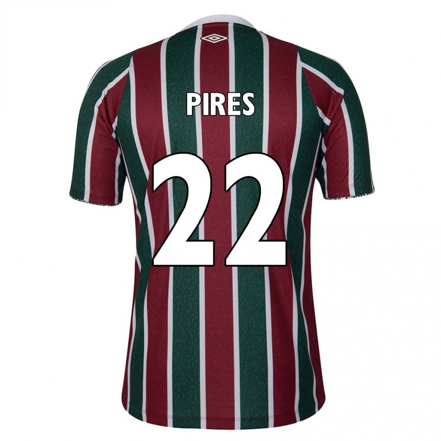 Niño Fútbol Camiseta Gabriel Pires #22 Verde Granate Blanco 1ª Equipación 2024/25 Argentina