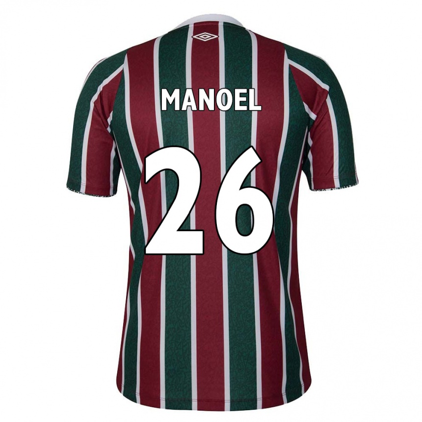 Niño Fútbol Camiseta Manoel #26 Verde Granate Blanco 1ª Equipación 2024/25 Argentina