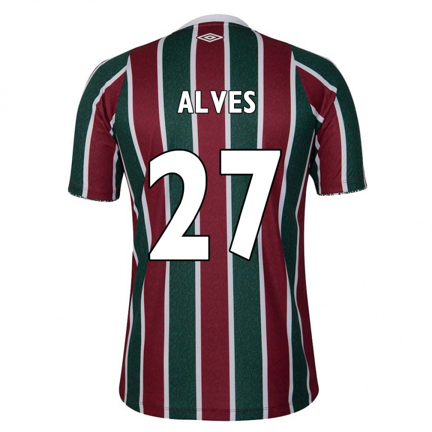 Niño Fútbol Camiseta Felipe Alves #27 Verde Granate Blanco 1ª Equipación 2024/25 Argentina