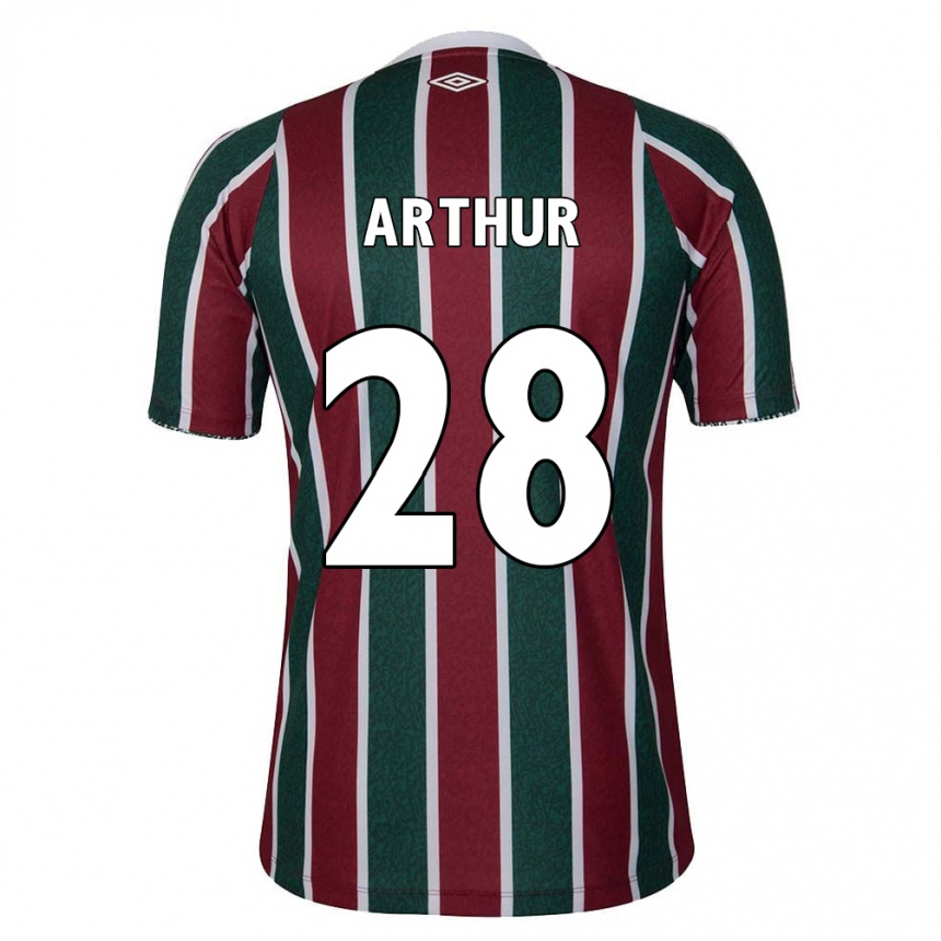 Niño Fútbol Camiseta Arthur #28 Verde Granate Blanco 1ª Equipación 2024/25 Argentina