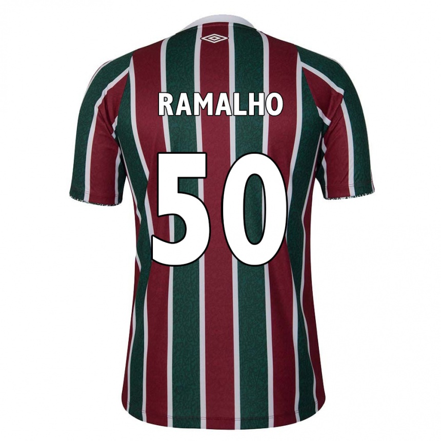 Niño Fútbol Camiseta Gustavo Ramalho #50 Verde Granate Blanco 1ª Equipación 2024/25 Argentina