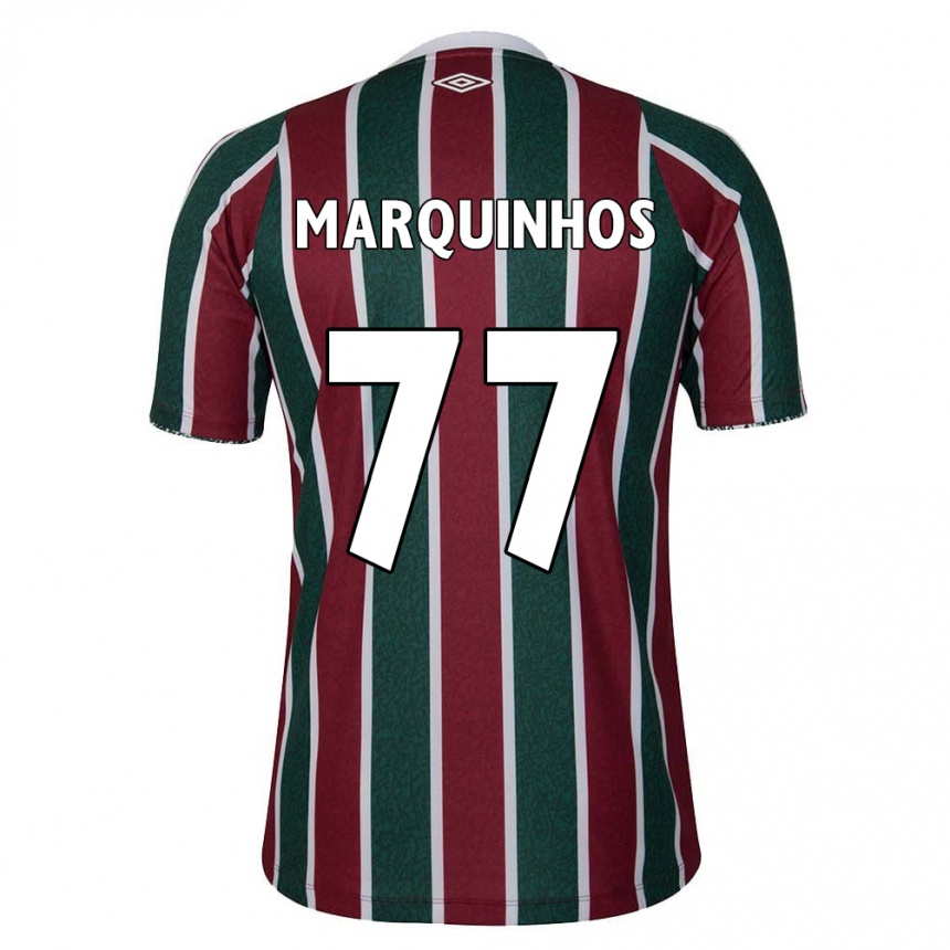 Niño Fútbol Camiseta Marquinhos #77 Verde Granate Blanco 1ª Equipación 2024/25 Argentina