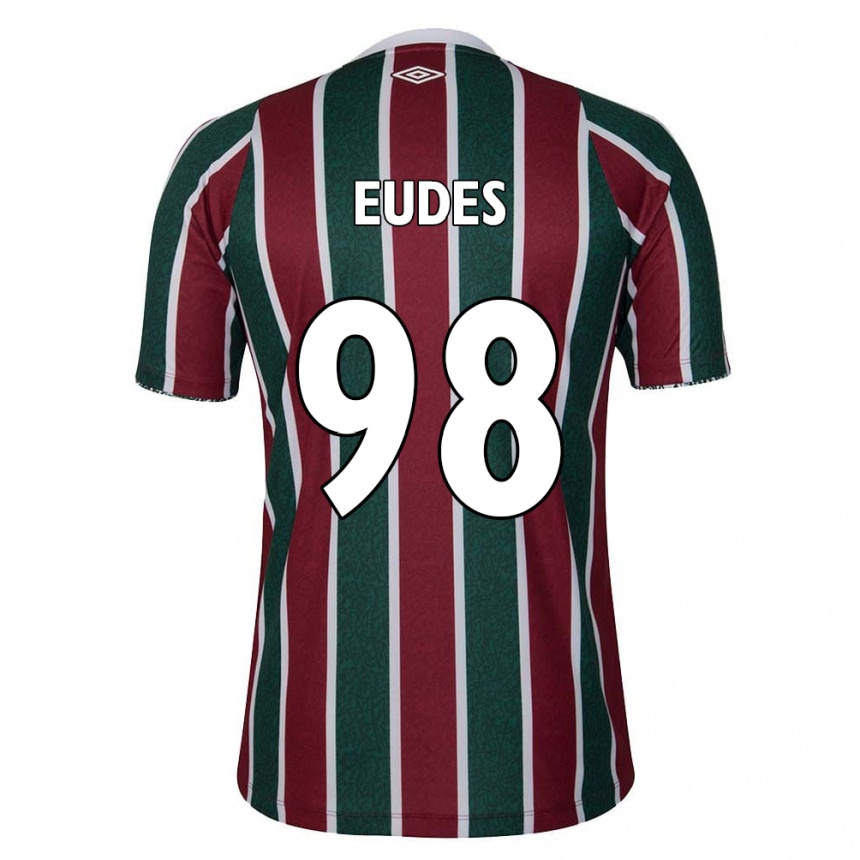 Niño Fútbol Camiseta Vitor Eudes #98 Verde Granate Blanco 1ª Equipación 2024/25 Argentina