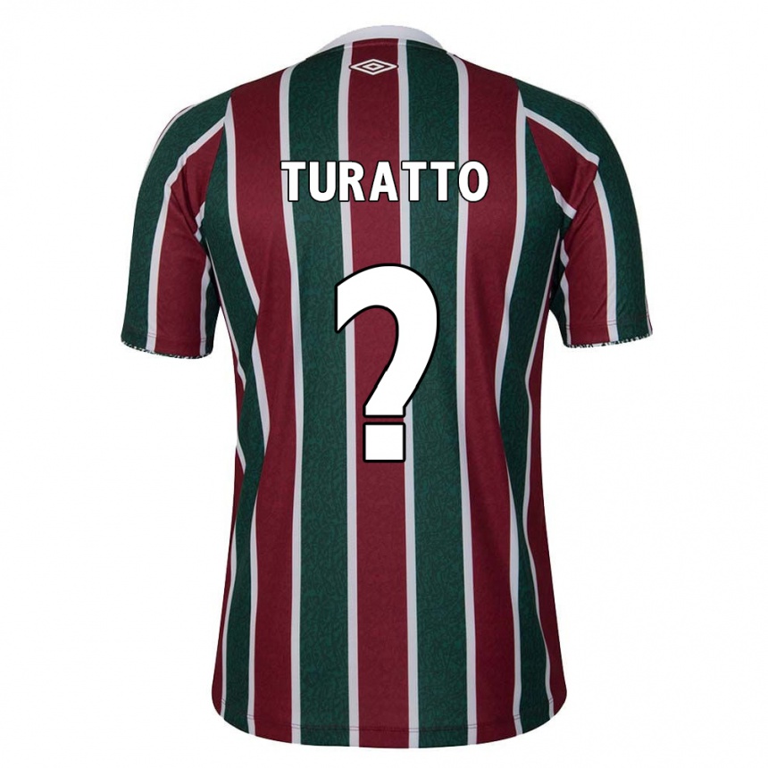 Niño Fútbol Camiseta Luiz Turatto #0 Verde Granate Blanco 1ª Equipación 2024/25 Argentina