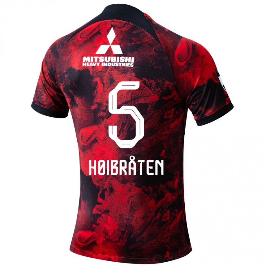 Niño Fútbol Camiseta Marius Høibråten #5 Negro Rojo 1ª Equipación 2024/25 Argentina