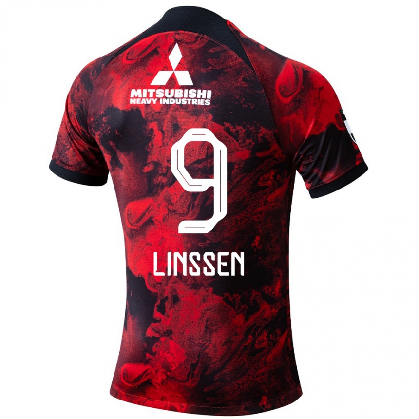 Niño Fútbol Camiseta Bryan Linssen #9 Negro Rojo 1ª Equipación 2024/25 Argentina