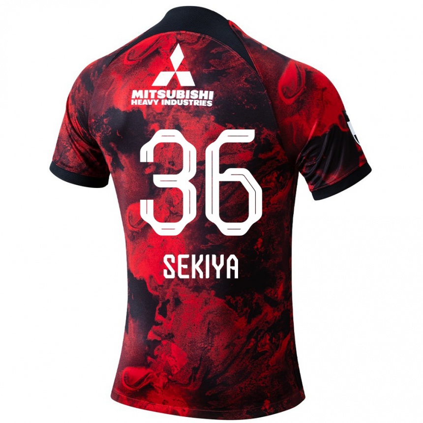 Niño Fútbol Camiseta Hikaru Sekiya #36 Negro Rojo 1ª Equipación 2024/25 Argentina