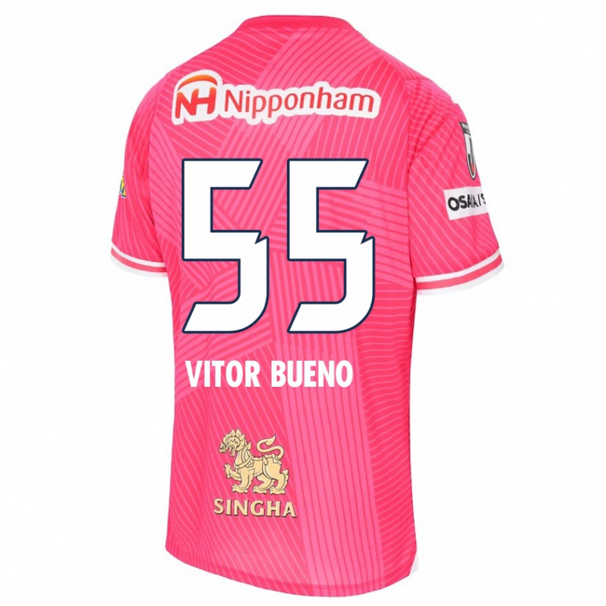 Niño Fútbol Camiseta Vitor Bueno #55 Rosa Blanco 1ª Equipación 2024/25 Argentina