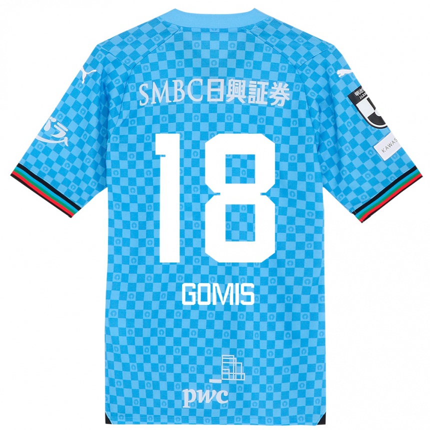 Niño Fútbol Camiseta Bafétimbi Gomis #18 Azul Celeste 1ª Equipación 2024/25 Argentina