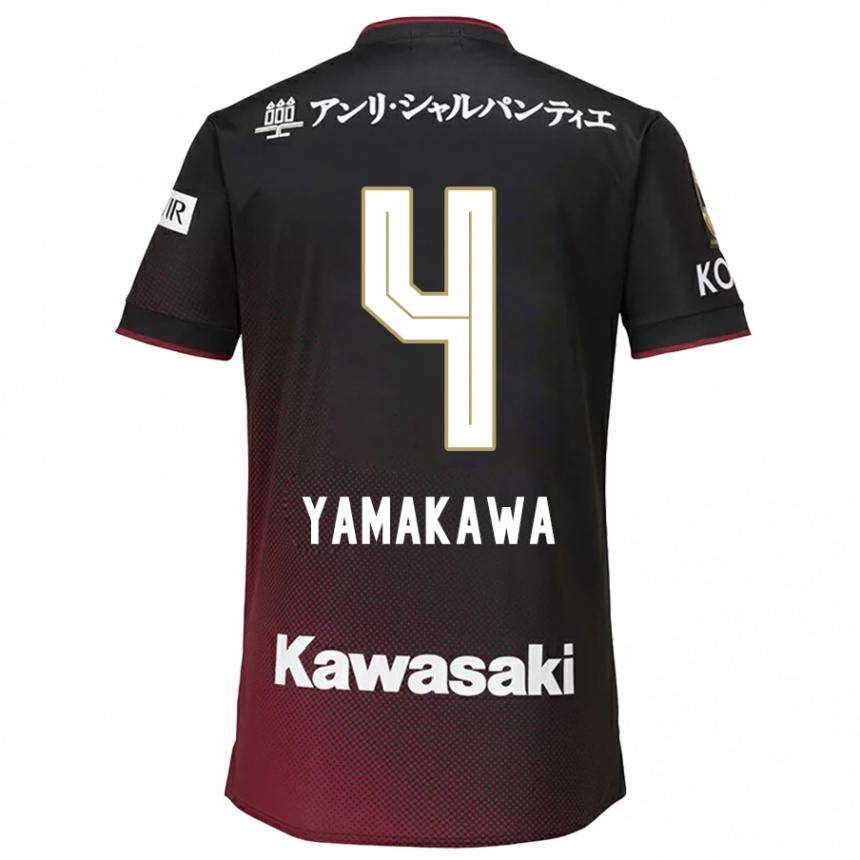 Niño Fútbol Camiseta Tetsushi Yamakawa #4 Negro Rojo 1ª Equipación 2024/25 Argentina