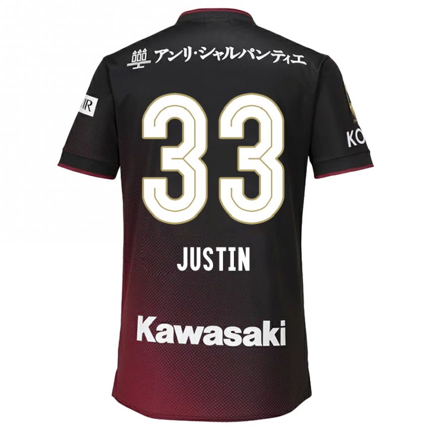 Niño Fútbol Camiseta Justin Homma #33 Negro Rojo 1ª Equipación 2024/25 Argentina