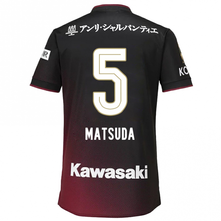 Niño Fútbol Camiseta Shido Matsuda #5 Negro Rojo 1ª Equipación 2024/25 Argentina