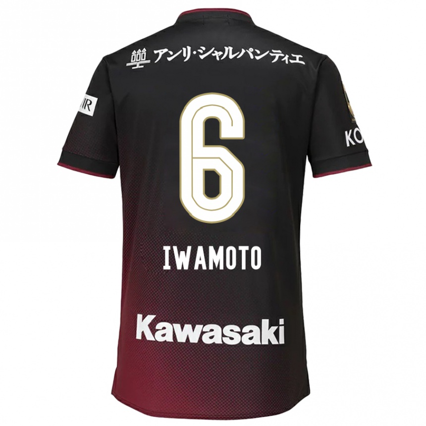 Niño Fútbol Camiseta Yuan Iwamoto #6 Negro Rojo 1ª Equipación 2024/25 Argentina