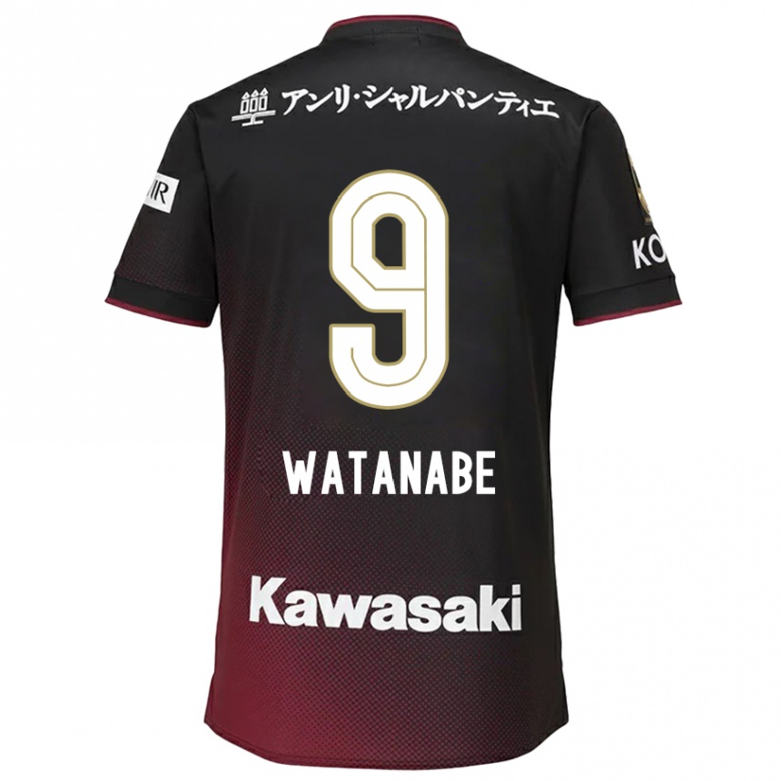 Niño Fútbol Camiseta Hayato Watanabe #9 Negro Rojo 1ª Equipación 2024/25 Argentina