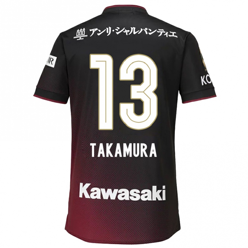 Niño Fútbol Camiseta Tokiya Takamura #13 Negro Rojo 1ª Equipación 2024/25 Argentina