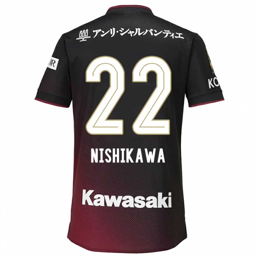 Niño Fútbol Camiseta Aiku Nishikawa #22 Negro Rojo 1ª Equipación 2024/25 Argentina