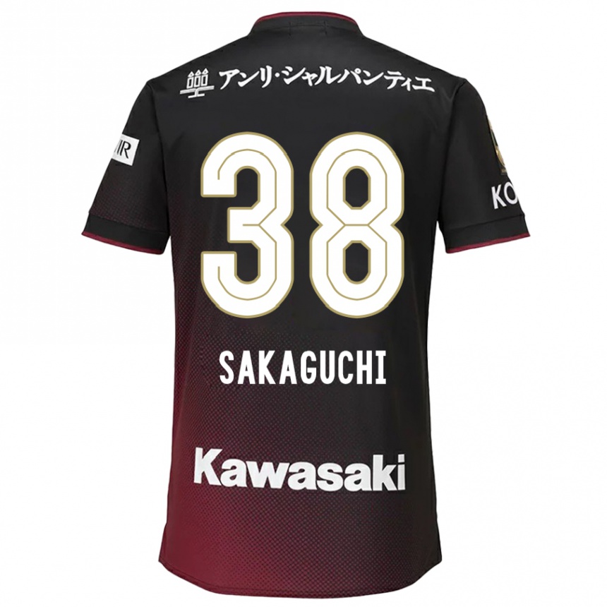 Niño Fútbol Camiseta Yuki Sakaguchi #38 Negro Rojo 1ª Equipación 2024/25 Argentina