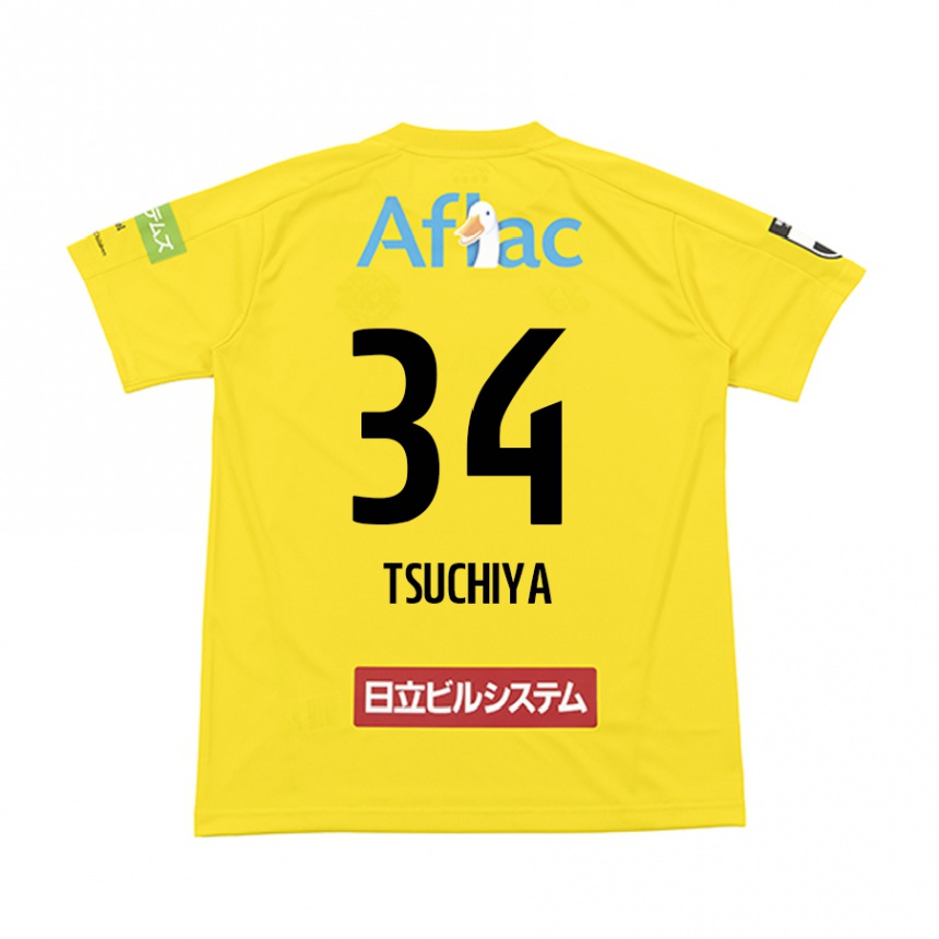 Niño Fútbol Camiseta Takumi Tsuchiya #34 Amarillo Negro 1ª Equipación 2024/25 Argentina