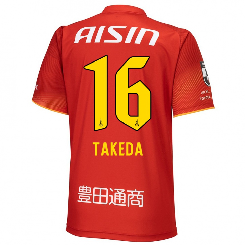 Niño Fútbol Camiseta Yohei Takeda #16 Rojo Blanco Amarillo 1ª Equipación 2024/25 Argentina