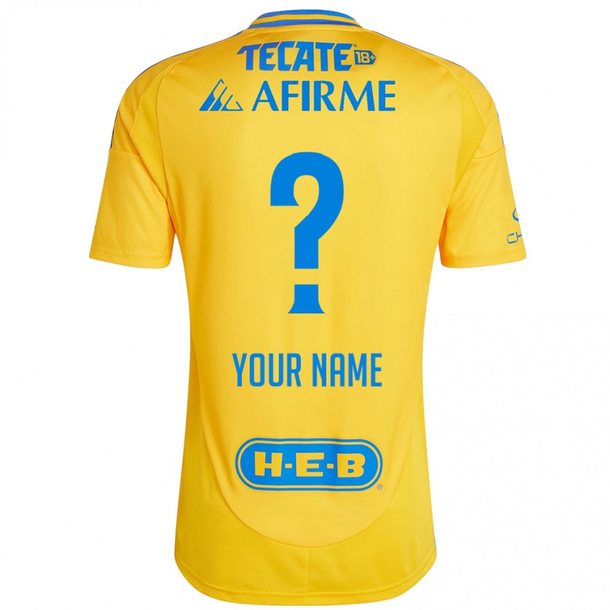 Niño Fútbol Camiseta Su Nombre #0 Oro Amarillo 1ª Equipación 2024/25 Argentina