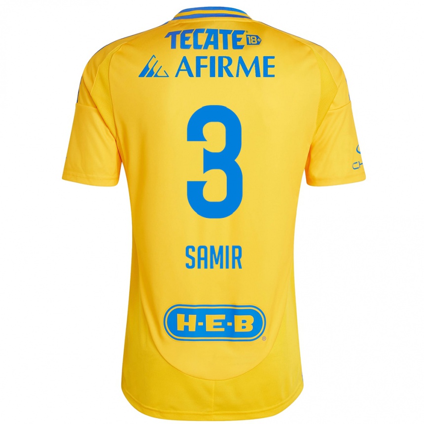 Niño Fútbol Camiseta Samir Caetano #3 Oro Amarillo 1ª Equipación 2024/25 Argentina