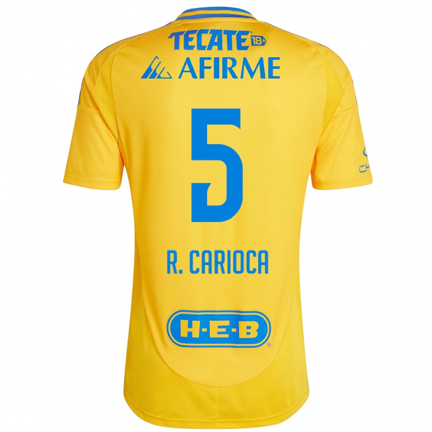 Niño Fútbol Camiseta Rafael Carioca #5 Oro Amarillo 1ª Equipación 2024/25 Argentina