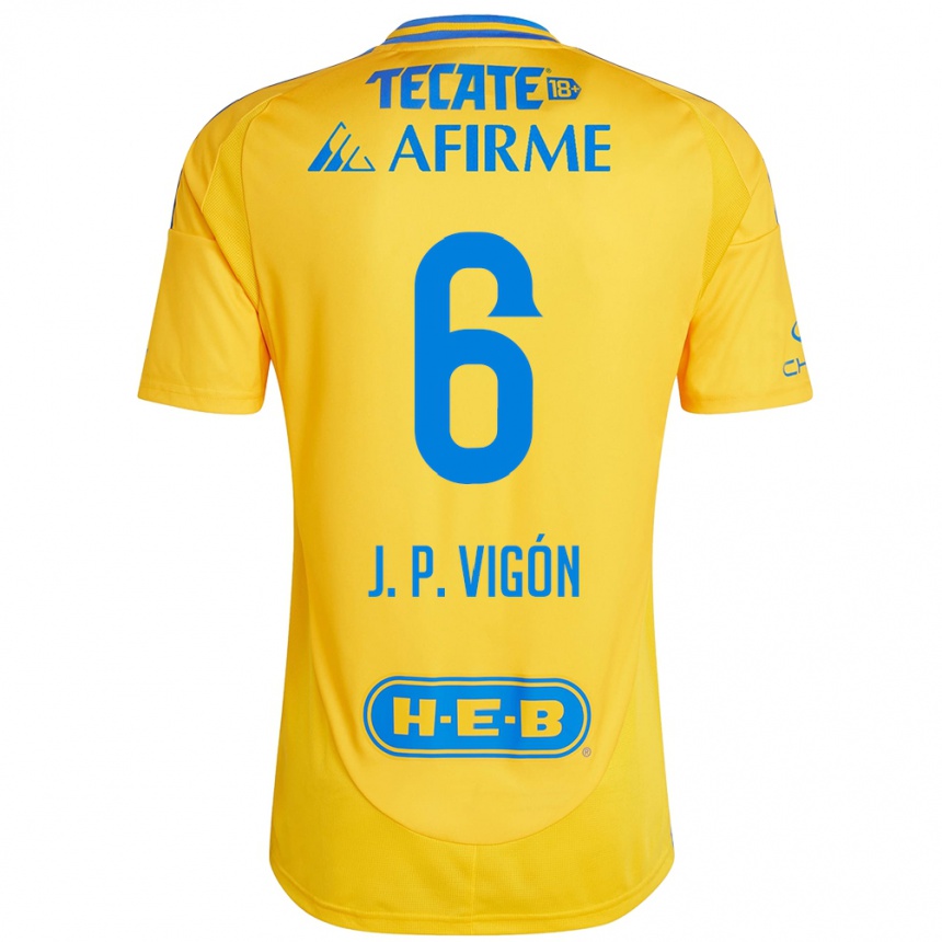 Niño Fútbol Camiseta Juan Pablo Vigón #6 Oro Amarillo 1ª Equipación 2024/25 Argentina