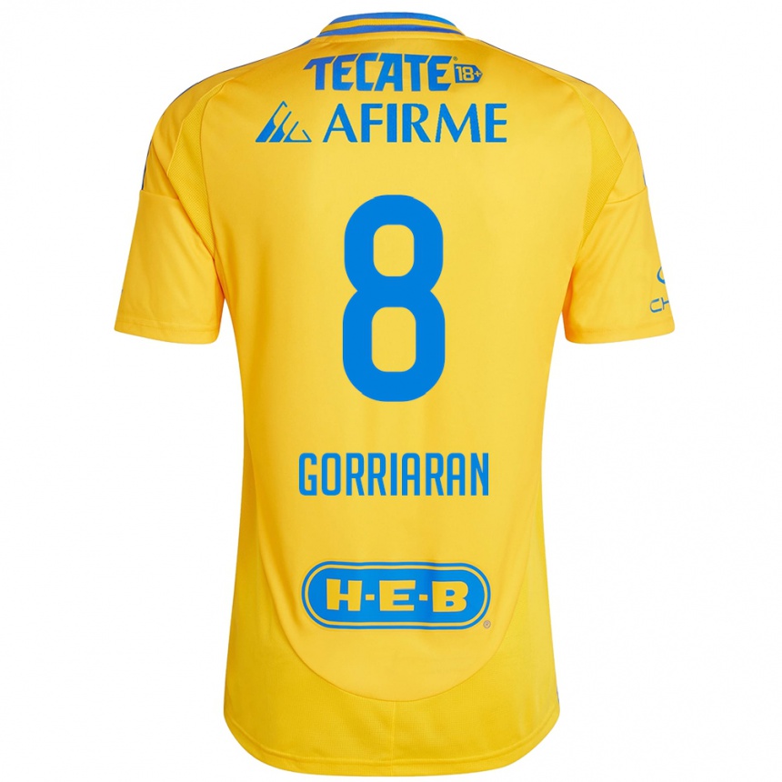 Niño Fútbol Camiseta Fernando Gorriarán #8 Oro Amarillo 1ª Equipación 2024/25 Argentina