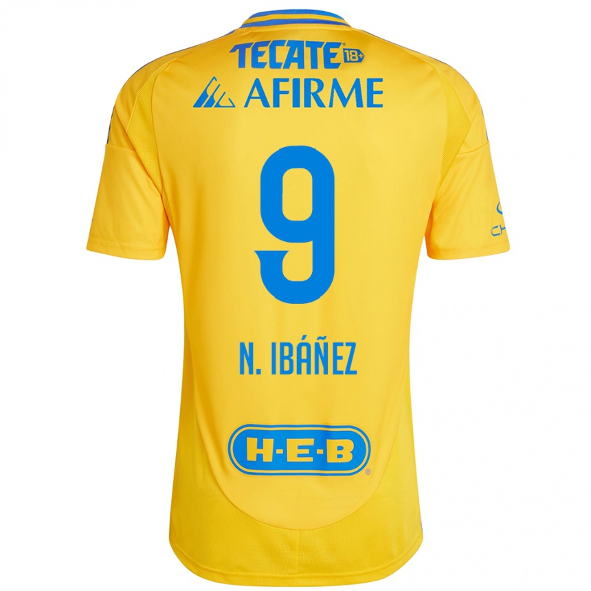 Niño Fútbol Camiseta Nicolás Ibáñez #9 Oro Amarillo 1ª Equipación 2024/25 Argentina