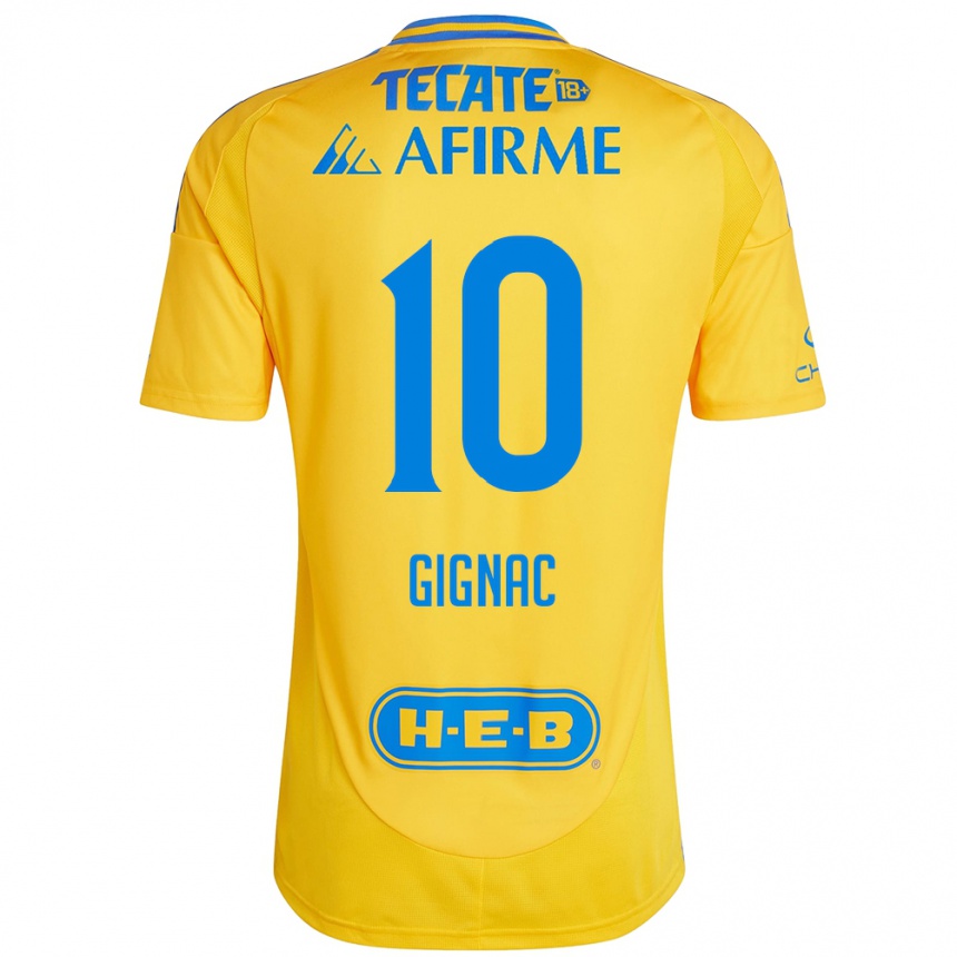 Niño Fútbol Camiseta André-Pierre Gignac #10 Oro Amarillo 1ª Equipación 2024/25 Argentina