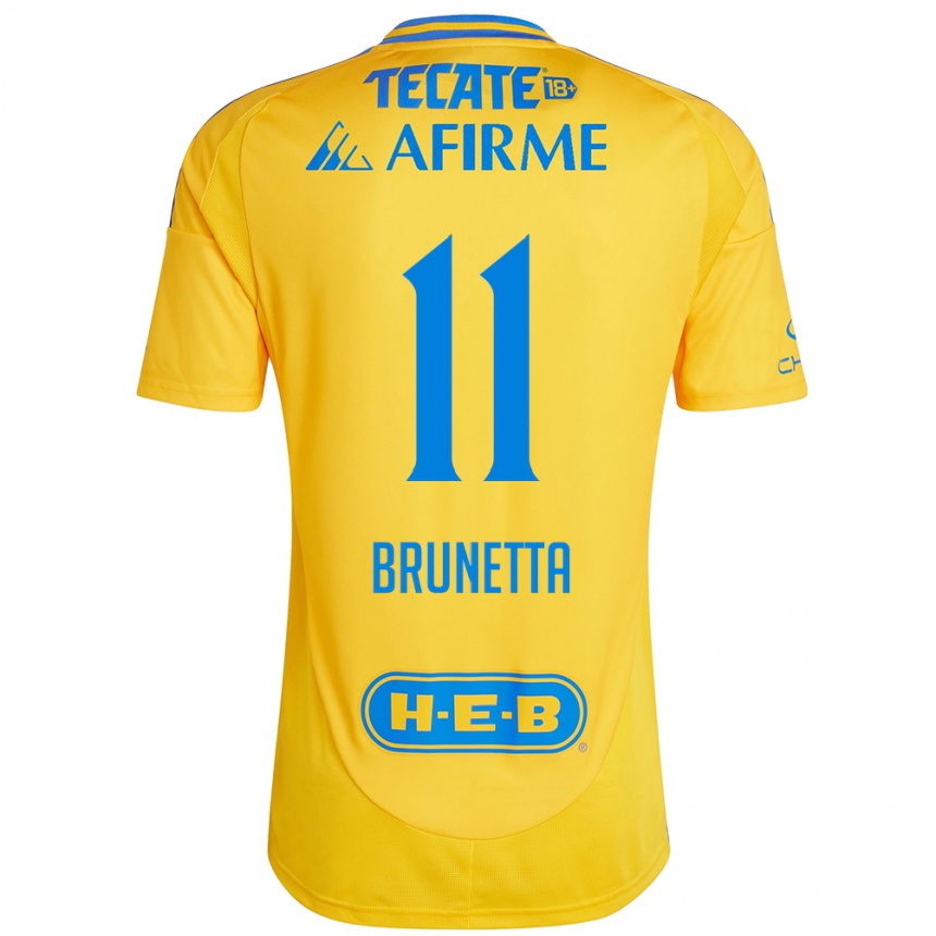 Niño Fútbol Camiseta Juan Brunetta #11 Oro Amarillo 1ª Equipación 2024/25 Argentina