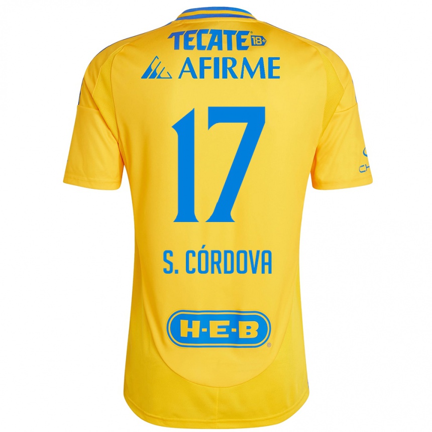 Niño Fútbol Camiseta Sebastián Córdova #17 Oro Amarillo 1ª Equipación 2024/25 Argentina