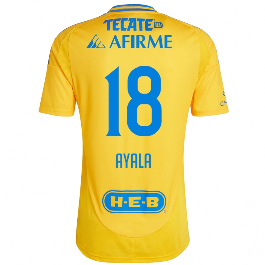 Niño Fútbol Camiseta David Ayala #18 Oro Amarillo 1ª Equipación 2024/25 Argentina